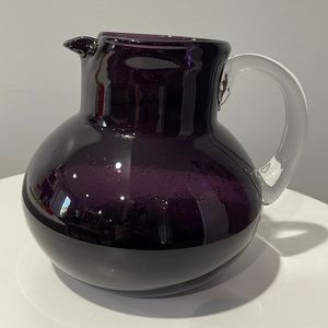 Handblown Artland Iris 90 oz Pitcher in purple plum color art glass